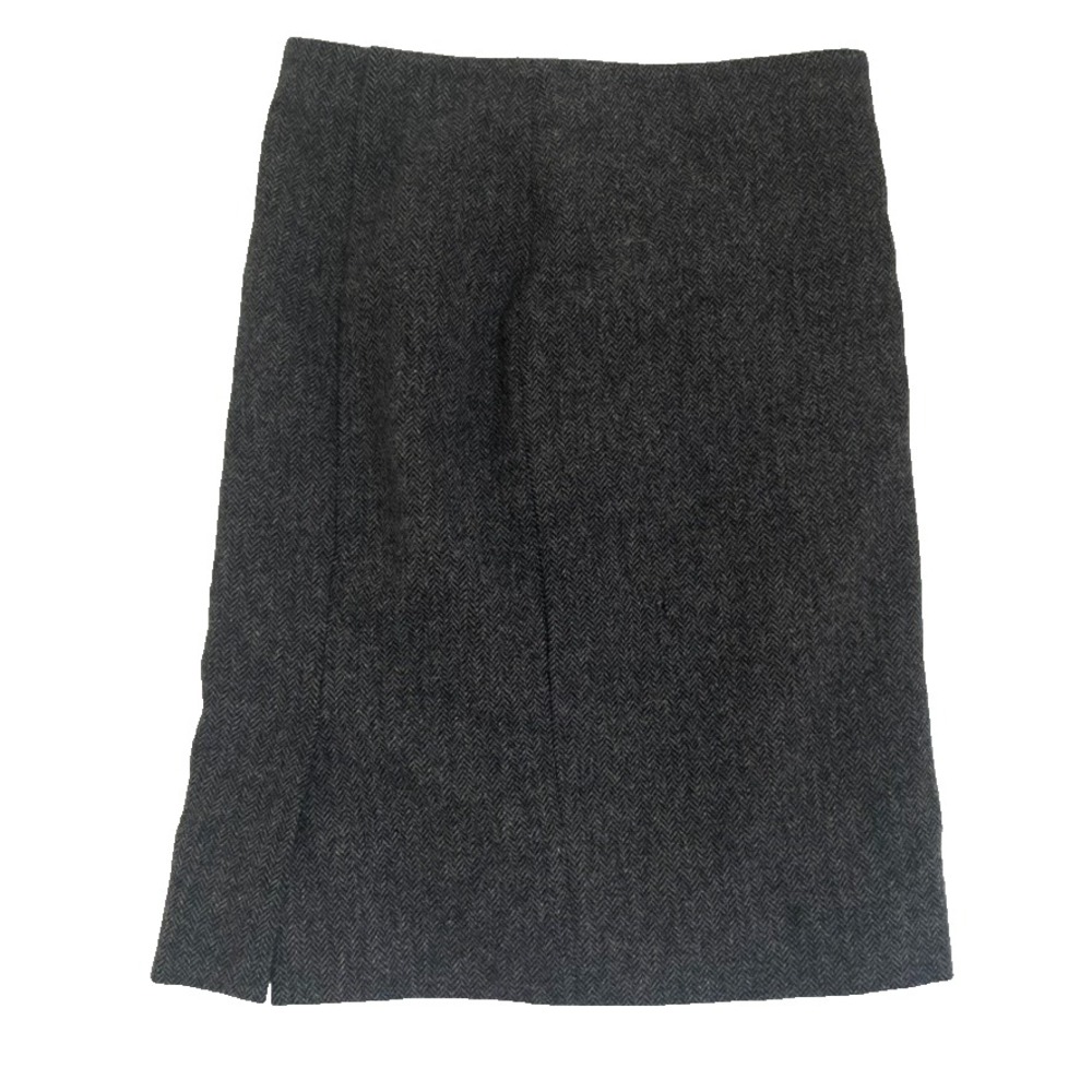 Alexander McQueen Pencil Skirt Sz 42 (6) Grey Wool Herringbone Made Italy FLAW